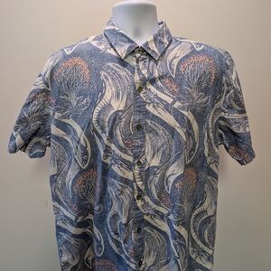 Blue Oceanic Pattern Men's Casual Shirt